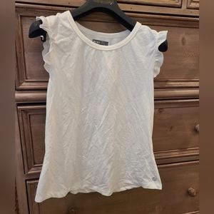Lija size L tennis, golf workout top white ruffle shoulder tank